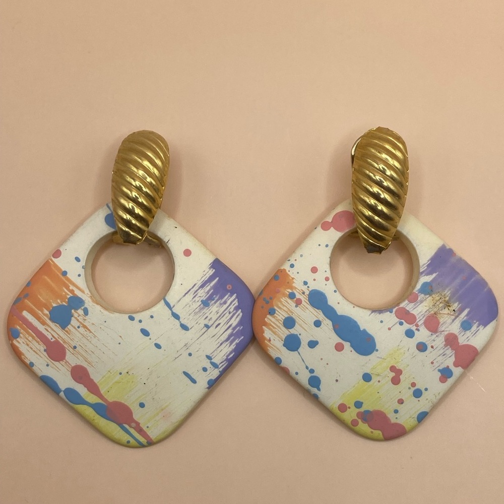 Splatter paint‎ pink blue purple peach yellow white gold